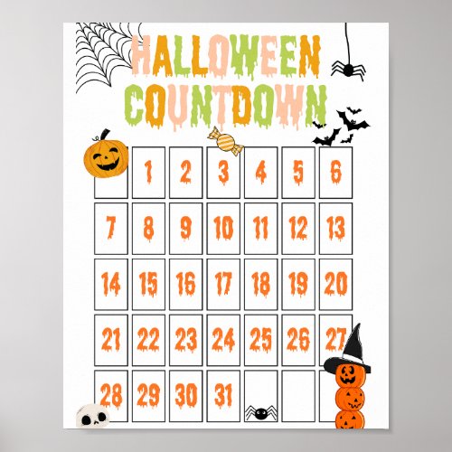 Cute Boho Halloween Countdown Poster