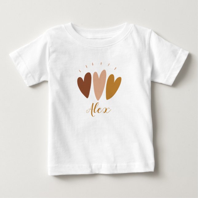 Cute boho hearts monogram name baby boy T-Shirt (Front)
