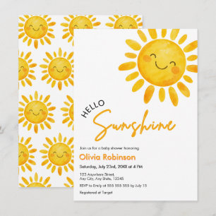 Cute Boho Hello Sunshine Baby Shower Invitation