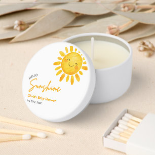 Cute Boho Hello Sunshine Baby Shower Mini Candle Favors