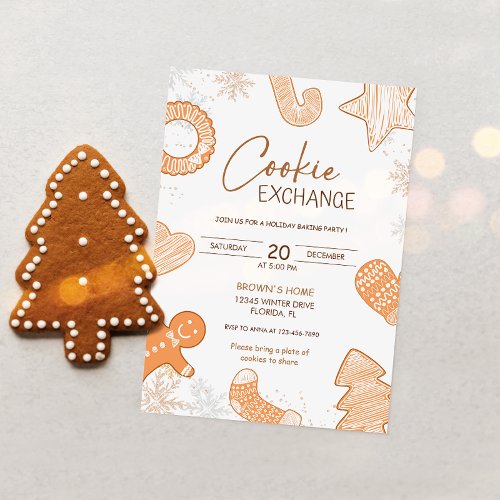 Cute Boho Holiday Cookie Exchange Invitation