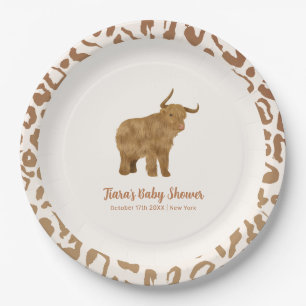 Cute Boho Holy Cow Western Baby Shower Paper Plates