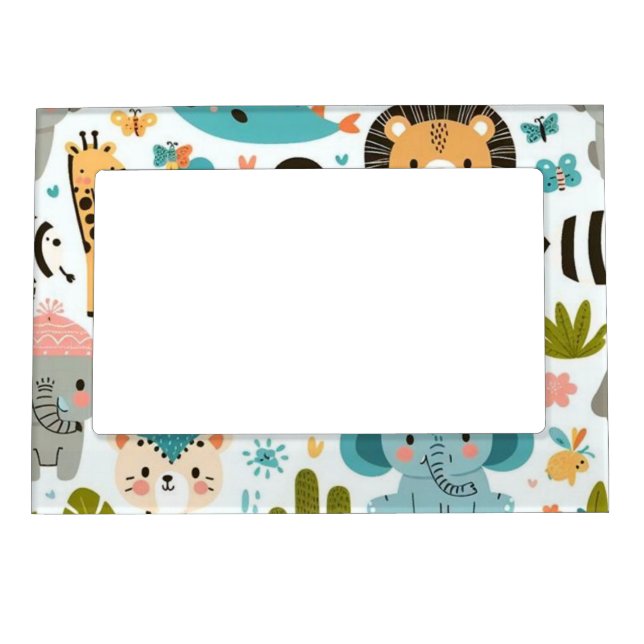 Cute Boho Jungle Animals  Magnetic Frame (Front)