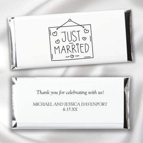 Cute Boho Just Married Thank You Bride Groom  Hershey Bar Favors