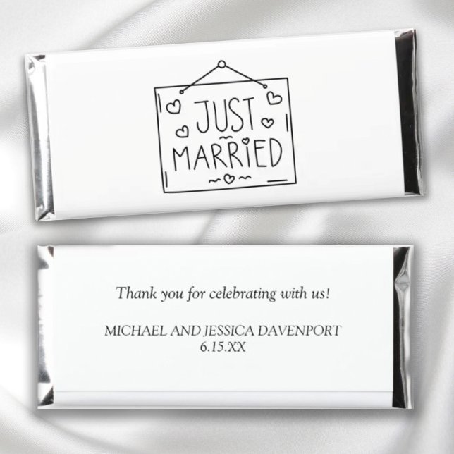 Cute Boho Just Married Thank You Bride Groom  Hershey Bar Favors (Creator Uploaded)