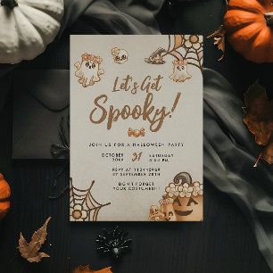 Cute Boho Let's Get Spooky Halloween Party Invitation
