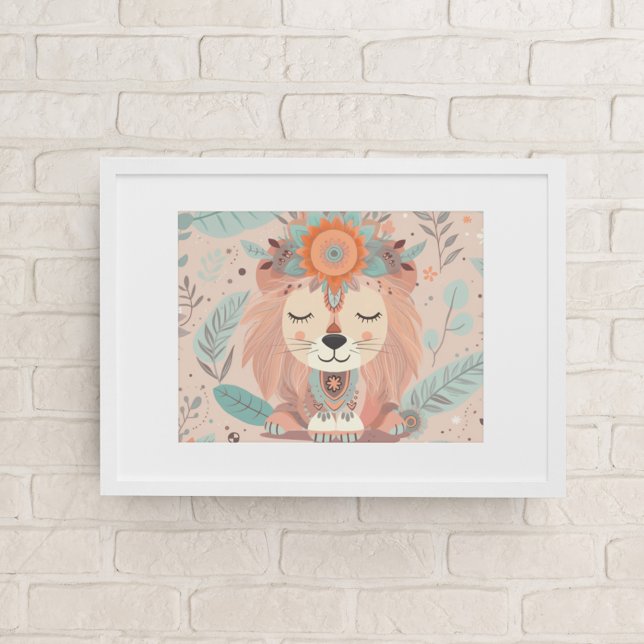 Cute Boho Lion Animal Safari Baby Room Wall Art (Creator Uploaded)