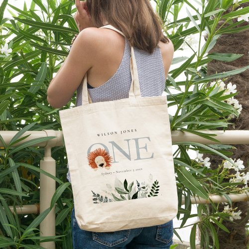 Cute Boho Lion Foliage 1st First Birthday Party Tote Bag