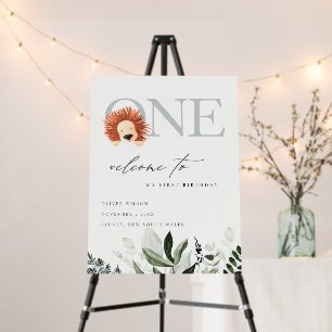 Cute Boho Lion Foliage 1st First Birthday Welcome Foam Board
