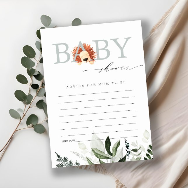 Cute Boho Lion Foliage Advice For Mum Baby Shower Enclosure Card (Creator Uploaded)