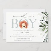 Cute Boho Lion Foliage Oh Boy Baby Shower Invite (Front)