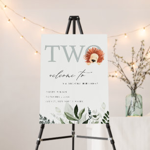 Cute Boho Lion Foliage Second Birthday Welcome Foam Board