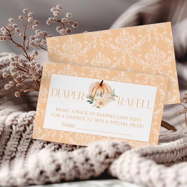 Cute Boho Little Pumpkin Baby Shower Diaper Raffle Enclosure Card (Creator Uploaded)