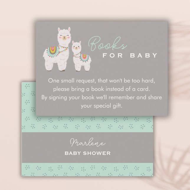 Cute boho llama baby shower books for baby enclosure card (Creator Uploaded)