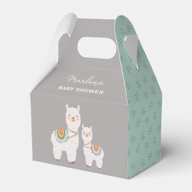 Cute boho llama baby shower favor boxes (Front Side)