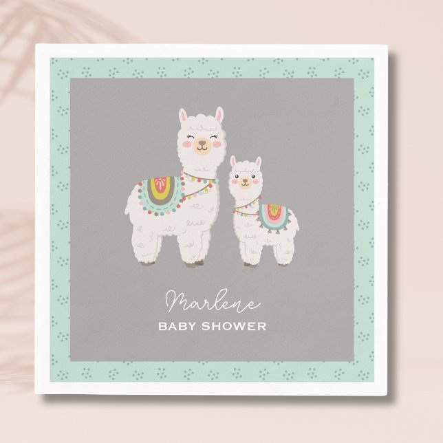 Cute boho llama baby shower napkins (Creator Uploaded)