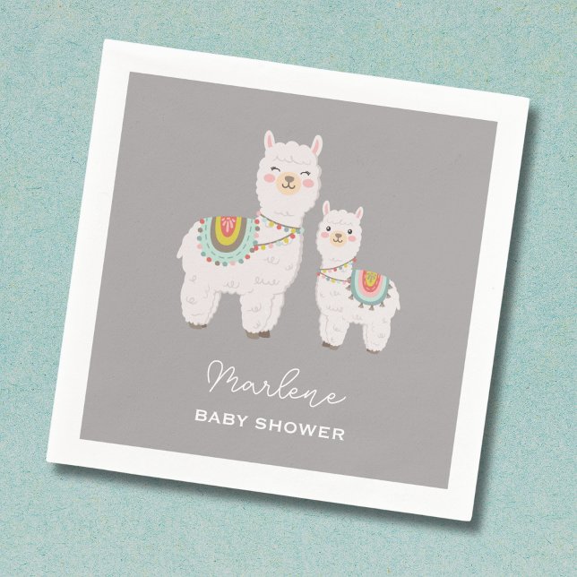 Cute boho llama baby shower napkins (Creator Uploaded)
