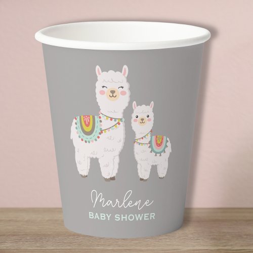 Cute boho llama baby shower paper cups