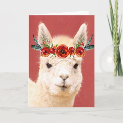 Cute Boho Llama Birthday Card