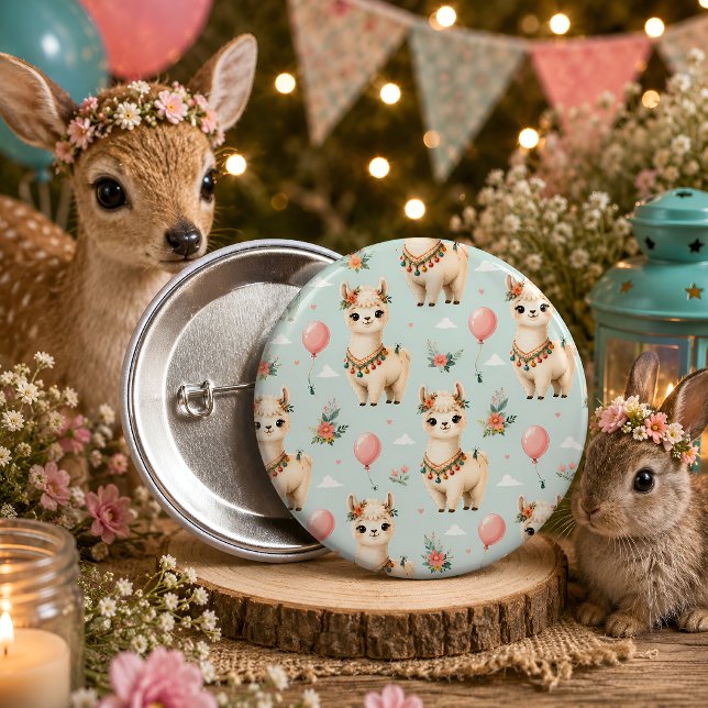 Cute Boho Llama Button (Creator Uploaded)