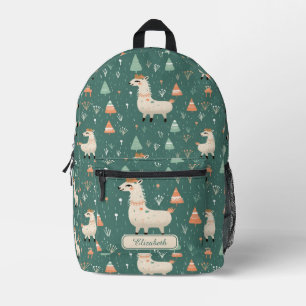 Cute Boho Llama Personalized Kids Name Printed Backpack