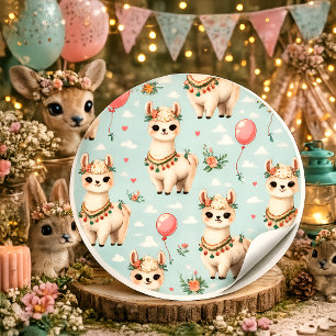 Cute Boho Llama Square Sticker