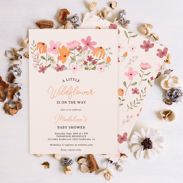 Cute boho meadow little wildflower baby shower invitation (Creator Uploaded)