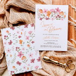 Cute boho meadow little wildflower bridal shower invitation<br><div class="desc">Love is in bloom! Announce your upcoming bridal shower with our boho-inspired invitations, featuring cute and charming wildflowers in trendy earthy tones like orange, sage green, dark red, and dusty pink on white. The modern brush script adds a touch of elegance to these unique invitations that are perfect for any...</div>