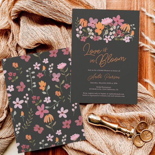 Cute boho meadow little wildflower bridal shower invitation