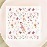 Cute boho meadow little wildflower bridal shower napkins<br><div class="desc">Infuse your bridal shower with a touch of nature's beauty using our Floral Pattern Bridal Shower Napkins. These charming napkins feature a delightful array of hand-painted flowers in soft, harmonious shades of pink, peach, orange, and burgundy. The intricate floral pattern, set against a clean white background, creates a whimsical and...</div>
