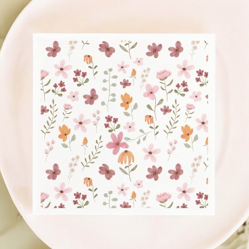 Cute boho meadow little wildflower bridal shower napkins