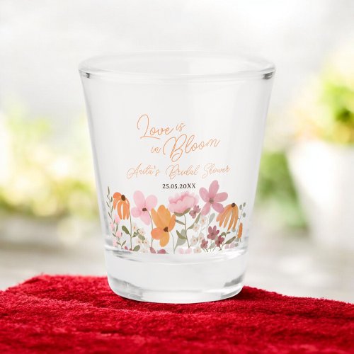 Cute boho meadow little wildflower bridal shower shot glass