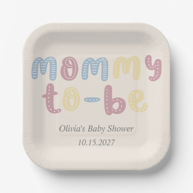 Cute Boho Mommy To Be Baby Shower Paper Plates (Front)