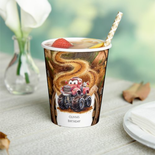  Cute Boho Monster Truck Birthday Paper Cups