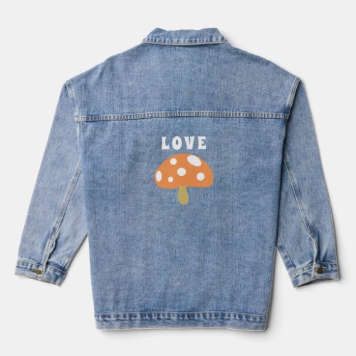 Cute Boho Mushroom Love Denim Jacket