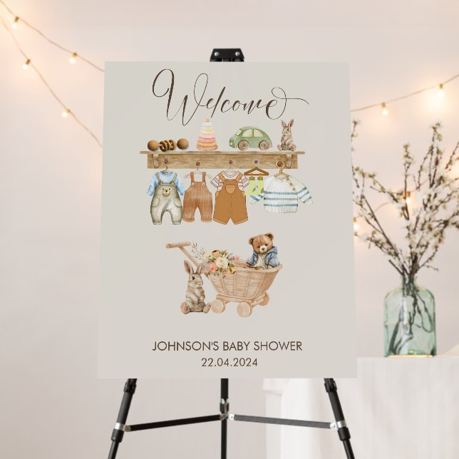 Cute Boho Nursery Theme Baby Shower Welcome  Foam Board (In Situ (Stand))