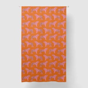 Cute Boho Orange and Pink Tiger Art Pattern Blackout Curtains