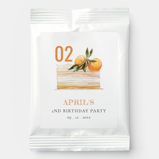 Cute Boho Orange Fruit Cake Any Age Birthday Margarita Drink Mix (Front)