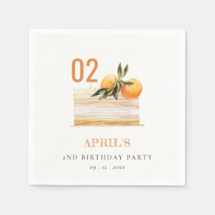 Cute Boho Orange Fruit Cake Any Age Birthday Napkins