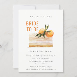Cute Boho Orange Fruit Cake Bridal Shower Invite