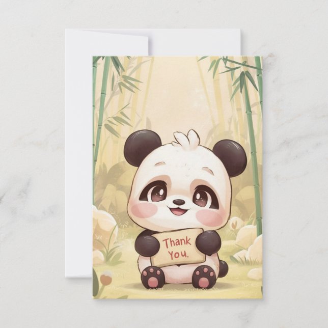 Cute Boho Panda  Thank You Card (Front)