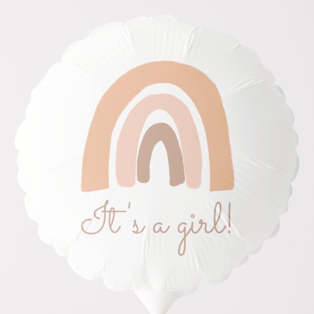 Cute Boho Pastel Rainbow Baby Shower It's A Girl Balloon (Front)