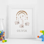 Cute Boho Pastel Sheep Mobile. Soft Baby Nursery Poster at Zazzle