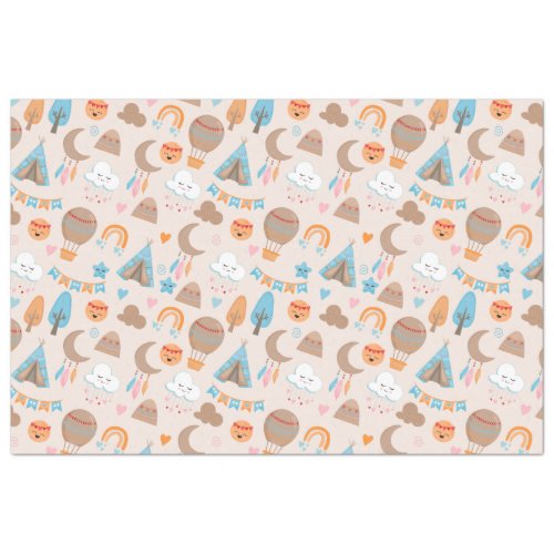 Cute Boho Pattern on Brown Tissue Paper