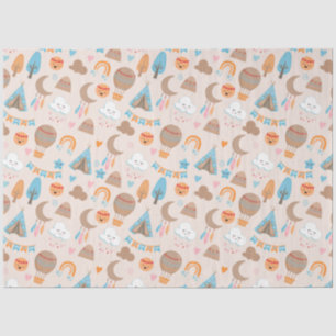 Cute Boho Pattern on Brown Tissue Paper