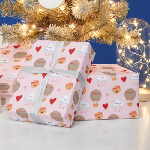 Cute Boho Pattern on Pink Wrapping Paper
