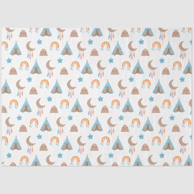 Cute Boho Pattern on White Tissue Paper (Front)