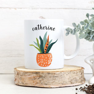 Cute Boho Personalized Potted Plant  Coffee Mug