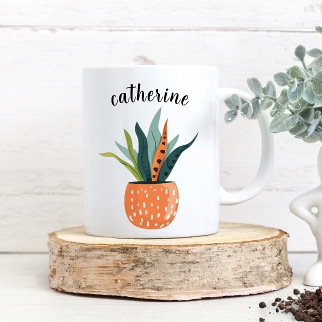 Cute Boho Personalized Potted Plant  Coffee Mug (Creator Uploaded)