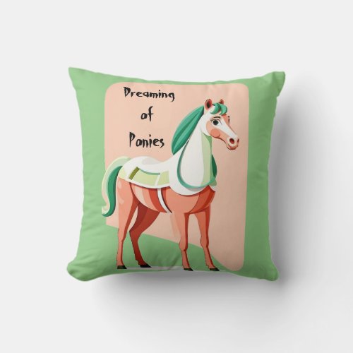 Cute Boho Pony Edit Name Personalize Throw Pillow